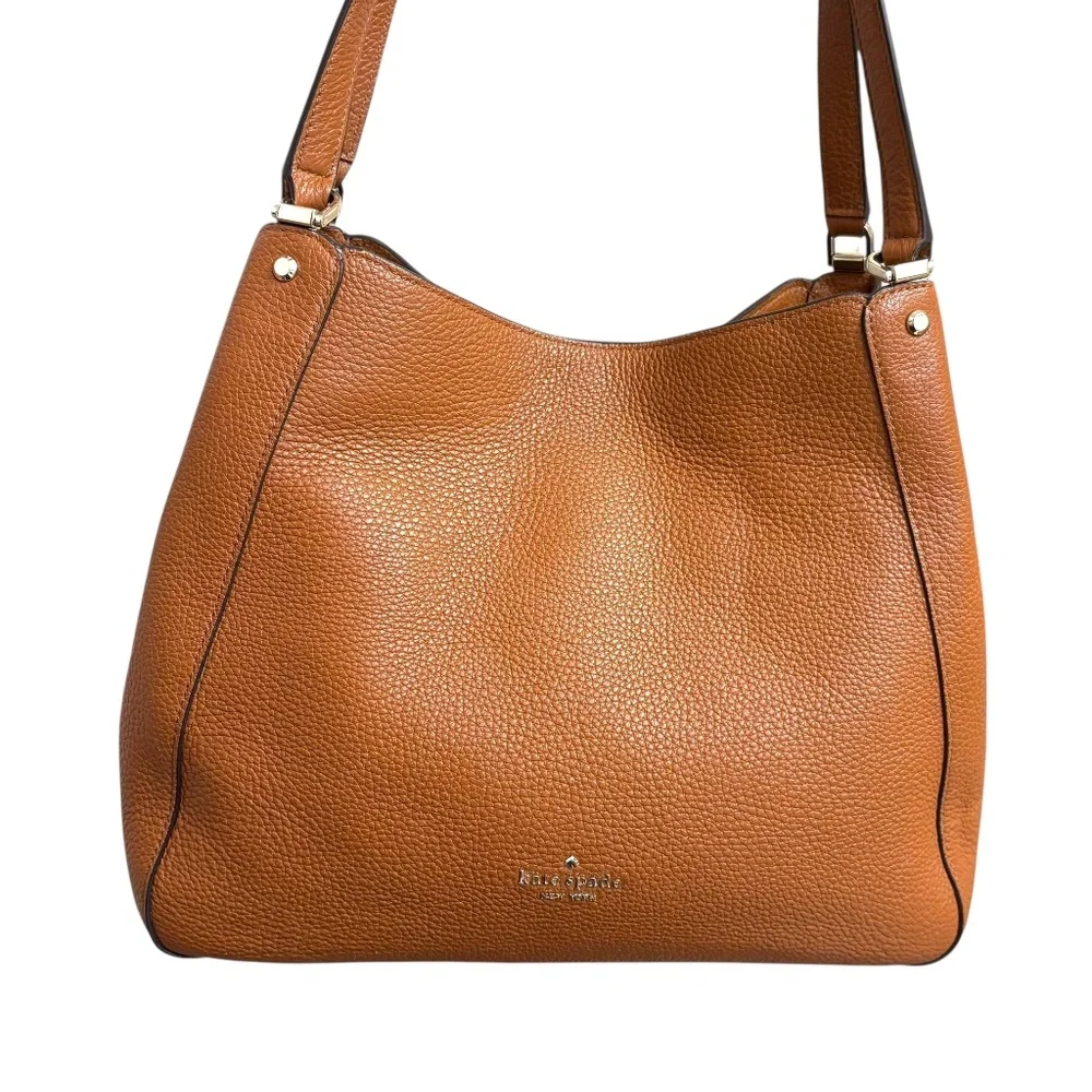 Kate Spade New York Leila medium triple compartment shoulder bag brown leather